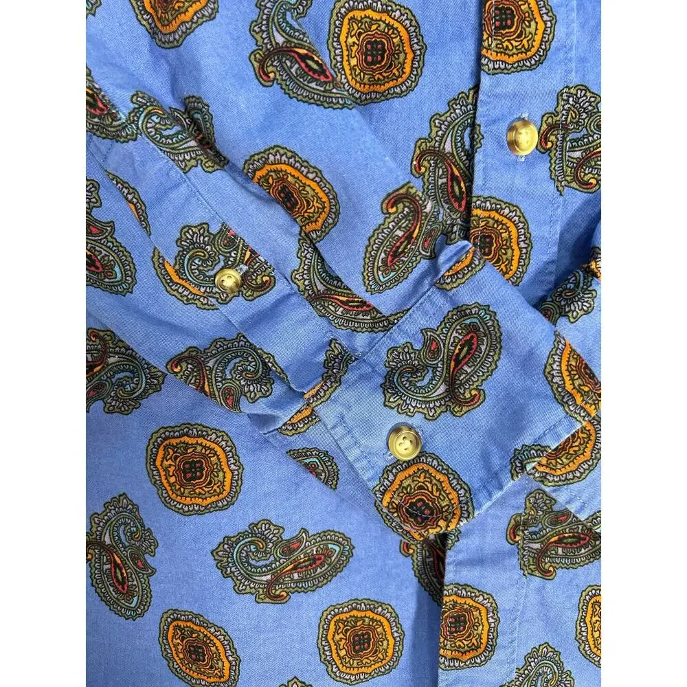 Vintage J Crew Oarsmen Men's Medium Blue Paisley